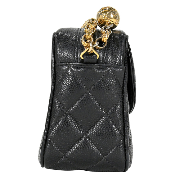 Chanel Skin Caviar Black Coco Mark Chain Shoulder Bag - Picture 1 of 15